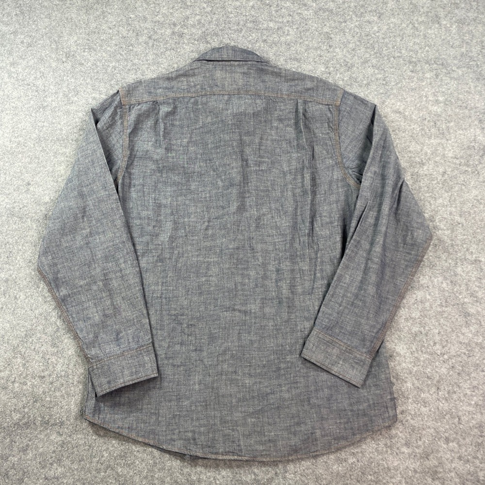 C.C. Filson Mens Button Down Shirt Medium Blue Chambray Denim Long Sleeve Cotton - Picture 6 of 12